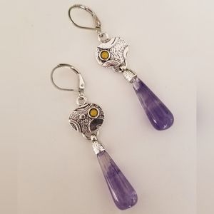 Boho Style Earrings with Purple and Yellow.